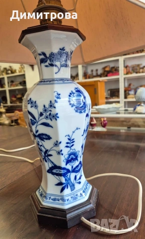 Винтидж нощна лампа, син лук