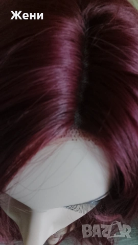  Дълга лейс фронт перука наситено бордо, снимка 5 - Аксесоари за коса - 54153902