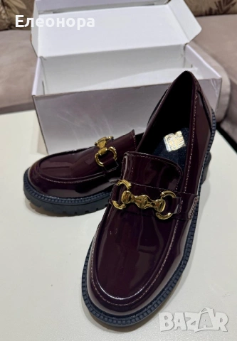Дамски Елегантни Винени Мокасини