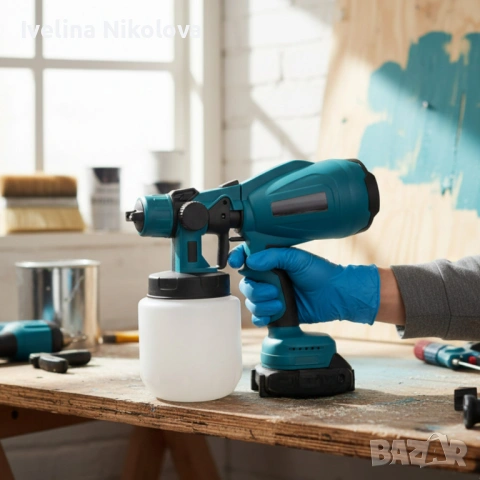 Акумулаторен и безжичен пистолет за боядисване с 2 батерии 21V, снимка 9 - Други - 53646349