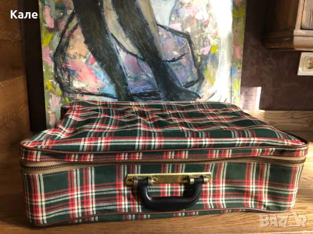 Старинен куфар 70те текстилен с цип