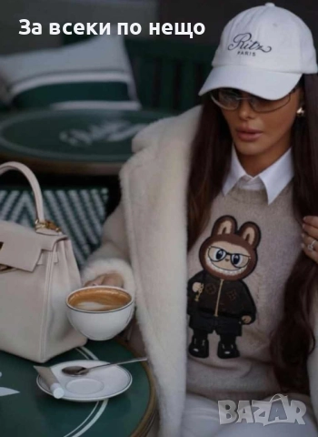 Labubu Дамски Бял Пуловер Код L-A4, снимка 7 - Блузи с дълъг ръкав и пуловери - 52980836