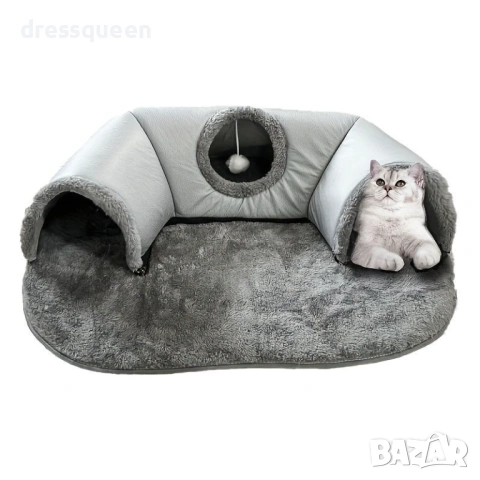 4594 Ултра меко гнездо за котки с тунел за игра: Перфектният аксесоар 2-в-1, снимка 8 - За кучета - 53815705