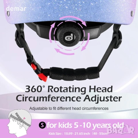 Детска велосипедна каска Odoland за момчета и момичета, регулируема и вентилирана, 5-10 години, снимка 2 - Други - 51180068