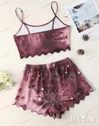 Дамски спален комплект от потник и шорти с щампа Xingyue с тай-дай принт, 2цвята, снимка 5 - Комплекти - 40003017