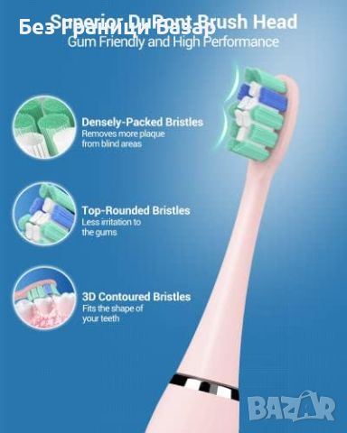 Нова Розова акумулаторна електрическа четка за зъби възрастни Грижа уста, снимка 4 - Други - 46426347