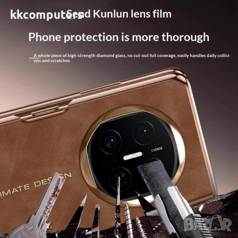 Кожен Флип Калъф за Huawei Mate X7 - Smart View Прозорец, Магнитно затваряне, 360° Защита, Авт. Вкл., снимка 8 - Калъфи, кейсове - 53149312