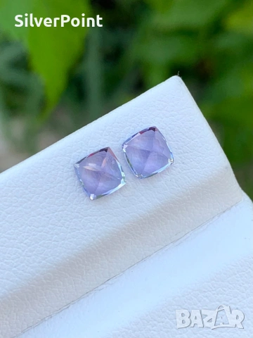 Танзанити чифт къшън с швейцарски сертификат , снимка 2 - Други - 54025291