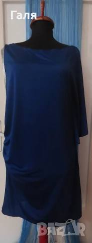 Асиметрична рокля/туника цвят турско синьо, размер Л, снимка 2 - Рокли - 51407522