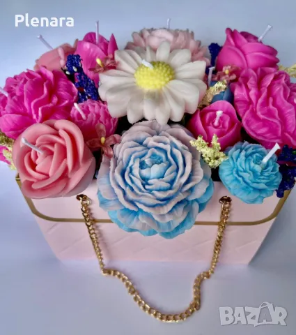 Ръчно изработени букети от соеви свещи, снимка 11 - Декорация - 50027159