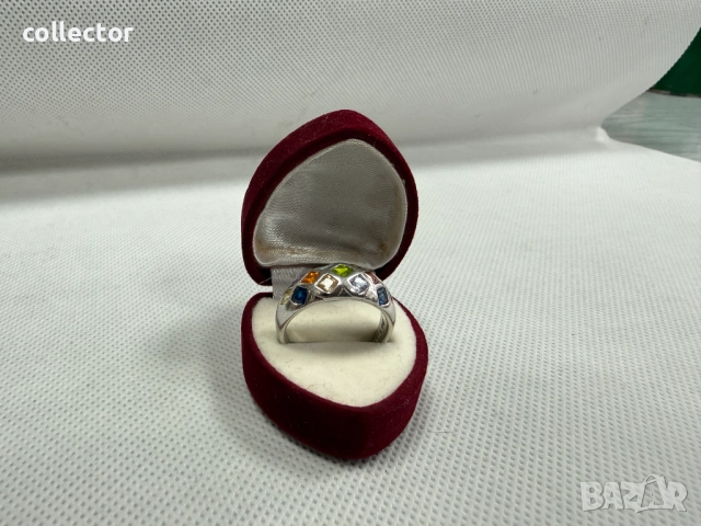 Сребърен пръстен с полускъпоценни камъни. №7765, снимка 3 - Пръстени - 52827876