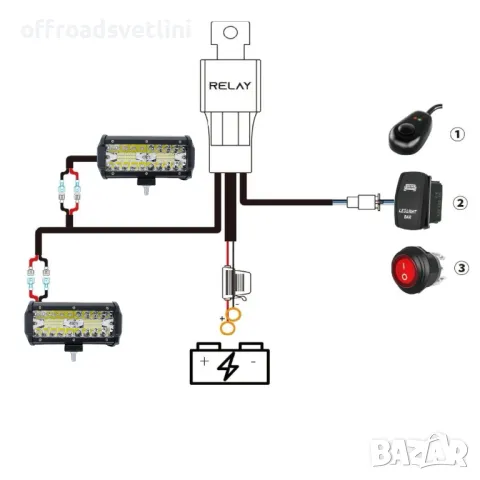 120W COMBO LED Фарове с Окабеляване Реле Бутон Диодни Фарове с Кабели, снимка 6 - Аксесоари и консумативи - 47078389