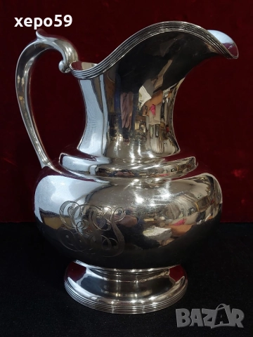 Сребърна кана за вода или вино,сребро 925,вместимост 1800 мл.Отлично състояние. , снимка 7 - Сервизи - 52776255