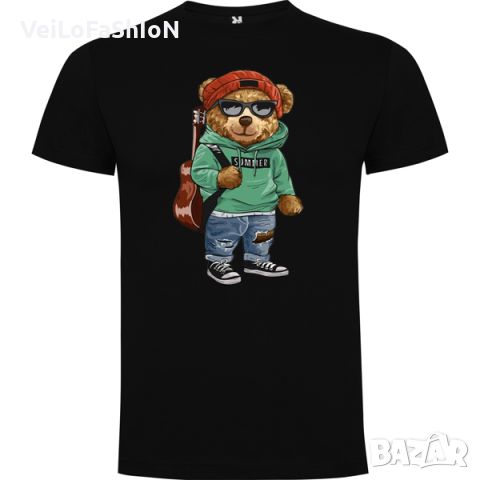 Нова мъжка тениска с Мече - Cool Bear (RALPH BEAR) в черен цвят, снимка 1 - Тениски - 46779847