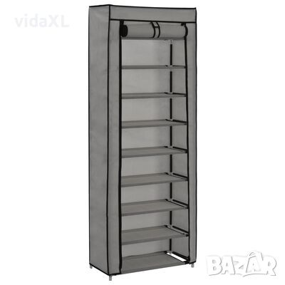 vidaXL Шкаф за обувки с покривало, сив, 57x29x162 см, плат(SKU:282432, снимка 1 - Шкафове - 46244879