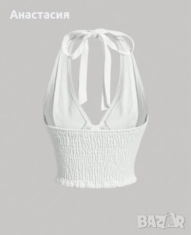 Бял топ от дънков плат, снимка 2 - Корсети, бюстиета, топове - 46425419