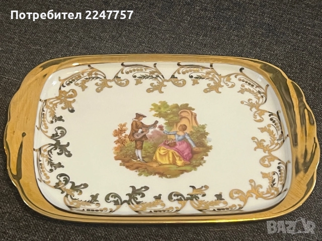 Бароков сервиз порцелан с 22 К злато, снимка 2 - Антикварни и старинни предмети - 52144597