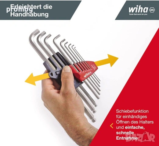 Wiha ключове, шестограми, лимбуси, сферичен край, 1,5-10 мм, Германия, снимка 9 - Ключове - 37748406
