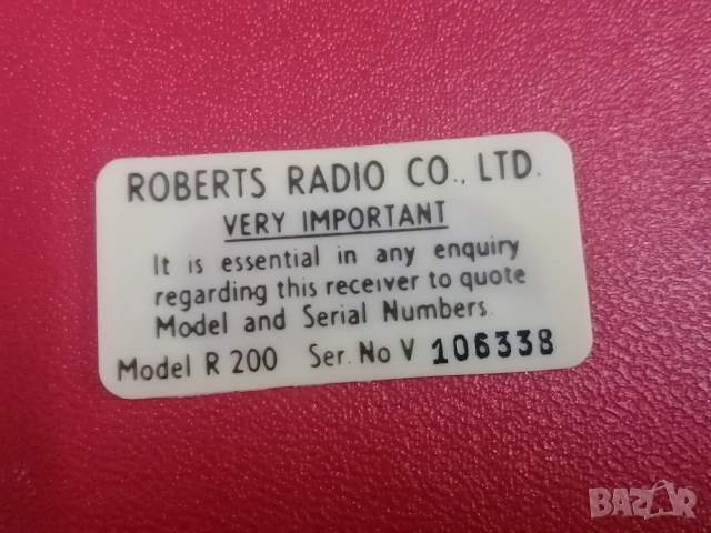 Ретро, английско AM радио ROBERTS R200, снимка 8 - Радиокасетофони, транзистори - 53981570