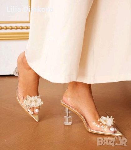 Дамски елегантни обувки - силикон с бежова подметка на висок ток, снимка 2 - Дамски елегантни обувки - 46372566