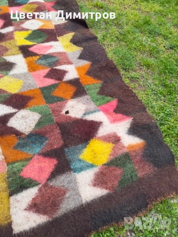 АНТИКВАРЕН ръчно тъкан вълнен килим/козяк, снимка 5 - Антикварни и старинни предмети - 54156752