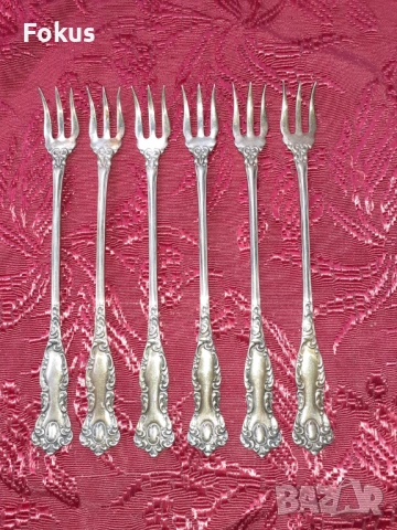 Стари антикварни посребрени вилички W.F. Rogers около 1890 г, снимка 3 - Антикварни и старинни предмети - 53738306