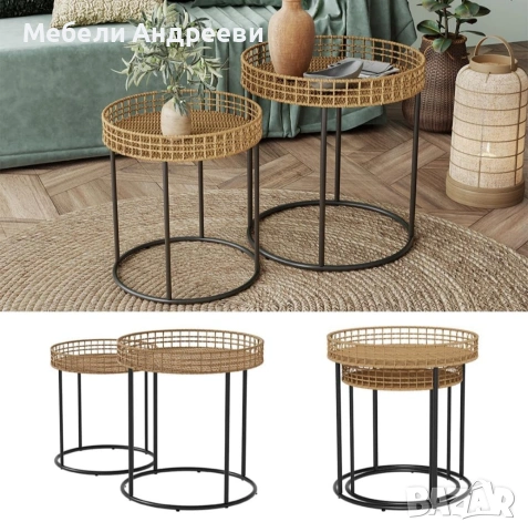 Комплект ратанови холни масички Vicco 7005, снимка 3 - Маси - 53762543