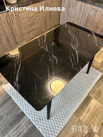 Трапезна стъклена маса четна, мрамор, снимка 7 - Маси - 53358375