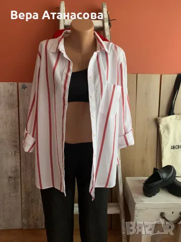 ♥️🤍♥️ Oversized риза на райета H&M🌺, снимка 1