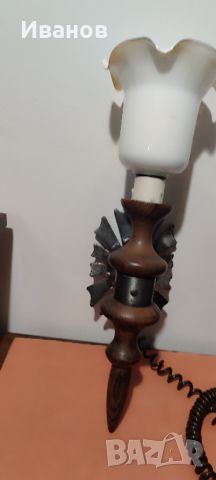 стенна лампа ковано желязо и дърво, снимка 2 - Лампи за стена - 45749681