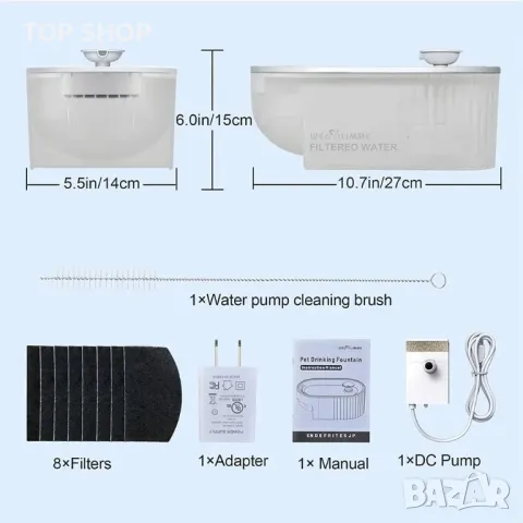 Воден фонтан WEGOLIMME 2.5 литра LED и комплект филтри, снимка 3 - За котки - 48633894