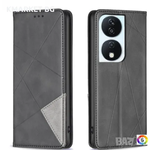 Honor X7b Rhombus Texture Magnetic Wallet Кожен Калъф и Протектор, снимка 1 - Калъфи, кейсове - 48529856