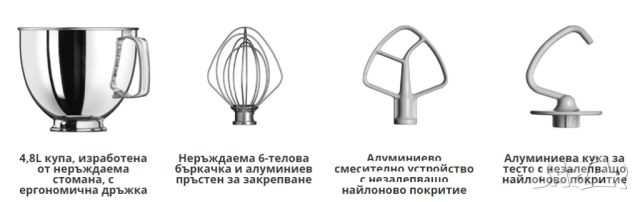 Планетарен Миксер KitchenAid Artisan 5KSM125EER 4.8л Empire Red, снимка 9 - Миксери - 46533706