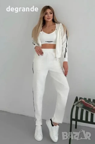 НАМСЛЕН Луксозен комплект CHANEL от 3части в два цвята ВИДЕО НА МОДЕЛА, снимка 2 - Комплекти - 51360357