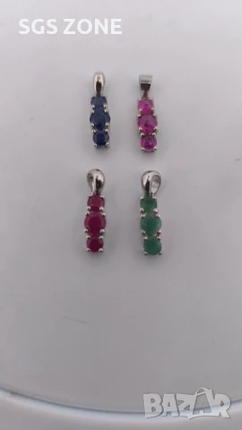 СРЕБЪРЕН МЕДАЛЬОН С РУБИН, САПФИР, ИЗУМРУД 