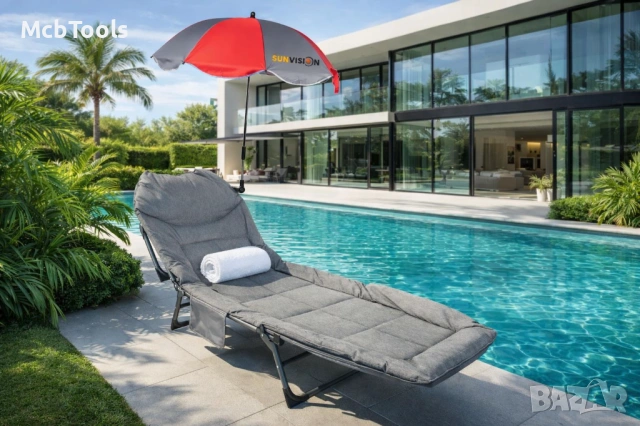 Сгъваемо походно легло тип шезлонг с чадър Sunvision, снимка 2 - Други - 53346927