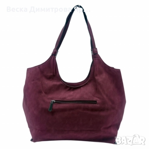 Дамска чанта от еко велур и к. – елегантен и практичен модел (бордо), снимка 4 - Чанти - 52574265
