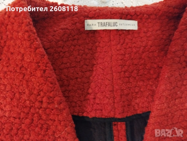 Червено палто ZARA Trafaluc –  размер L - XL, снимка 6 - Палта, манта - 53616015