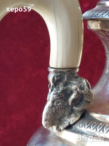 Среърна кана за вода,чай кафе и други напитки,сребро 800,вместимост 1350 мл.3 евро грам-775 грама, снимка 8 - Сервизи - 53707652