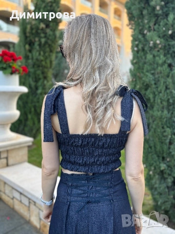 Дънков костюм с дълга пола и бюстие XS-XL, снимка 7 - Костюми - 52443319