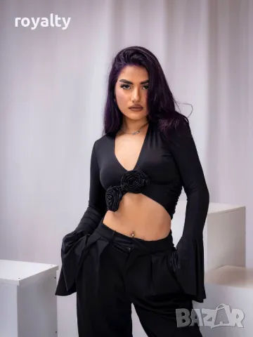 Стилен черен дамски топ , снимка 2 - Корсети, бюстиета, топове - 50376753