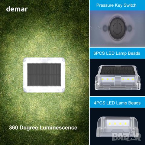 MEIKEE Соларни наземни лампи, 20 LED 6500K и 2700K, IP66, 6 броя, снимка 4 - Соларни лампи - 45117869