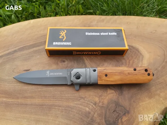 Сгъваем джобен нож Browning с дървена дръжка DA343