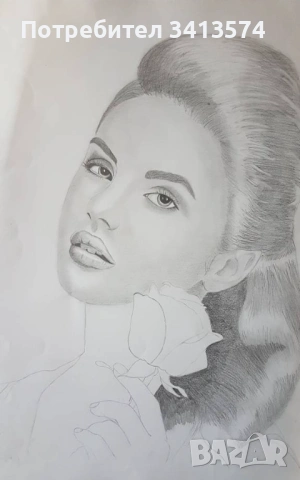 Портрет на млада жена  -молив на картон