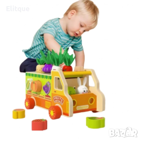 Дървен монтесори сортер,камионче, снимка 7 - Образователни игри - 52742630