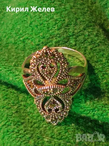 РАЗКОШЕН АЖУРЕН СКЪПОЦЕНЕН СРЕБЪРЕН ПРЪСТЕН СРЕБРО 925 ИНКРУСТИРАН с ФАСЕТИРАНИ МАРКАЗИТИ 49113, снимка 15 - Пръстени - 50024244