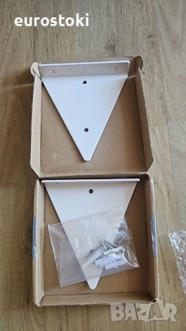 2 броя триъгълна стенна скоба за рафт с монтажни аксесоари за рафт, библиотека, кухненска стойка , снимка 8 - Етажерки - 51458575