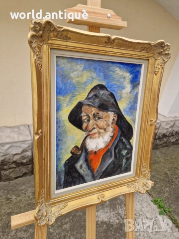 Прекрасна антикварна майсторска авторска картина масло върху платно , снимка 4 - Антикварни и старинни предмети - 52265940