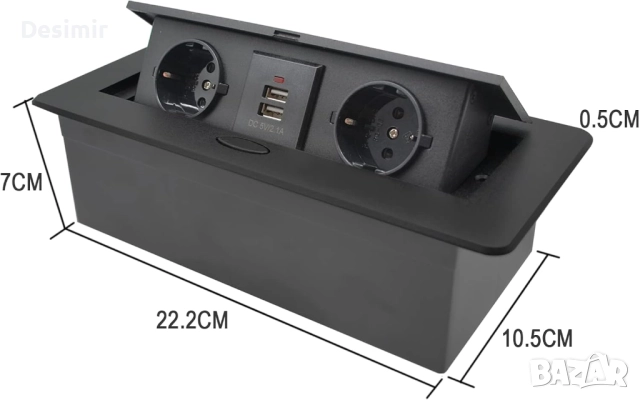 Вграден прибиращ се контакт CHENGPI – 2x220V + 2xUSB, снимка 3 - Друга електроника - 52854578
