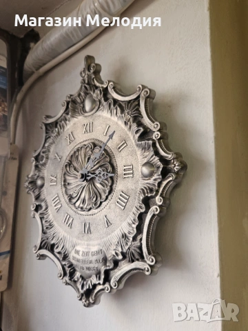 Винтидж стенен часовник, бароков стил, рядък и елегантен., снимка 6 - Стенни часовници - 50460694